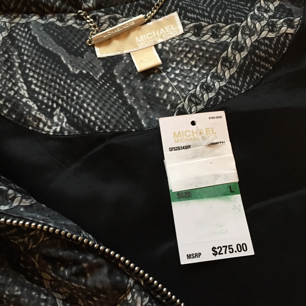 Michael Kors Chain & Python Print Puffer Vest - Picture 5 of 13